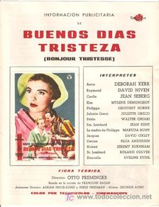 Cinema: G1504 BUENOS DIAS TRISTEZA JEAN SEBERG OTTO PREMINGER GUIA ORIGINAL ESTRENO ROSA
